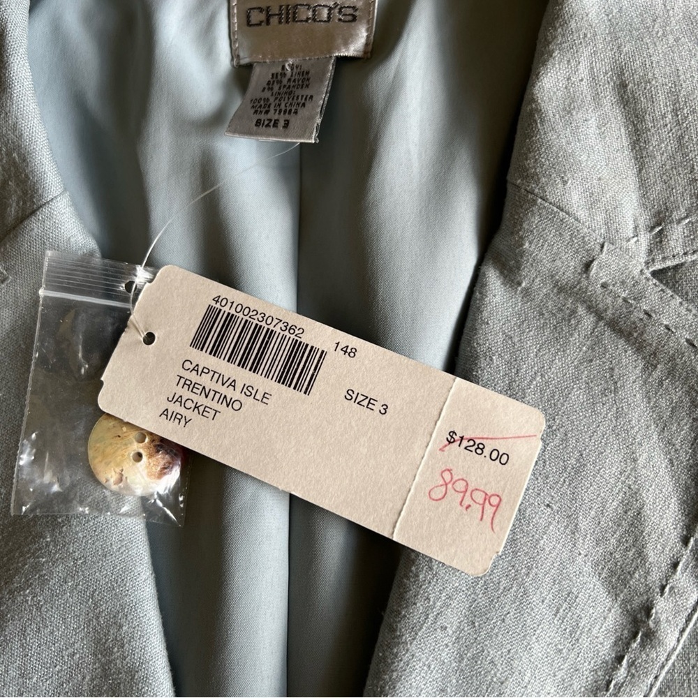 Chico’s Captiva Isle Trentino Jacket Light Blue Size 3 NWT $128 - Picture 13 of 15
